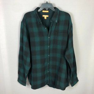 Joe Fresh Green Plaid Heavy Knit Button Up Shirt Size Xl